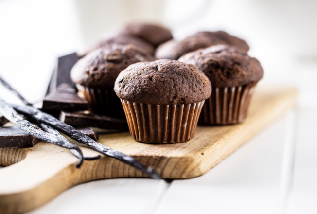Chokolade muffins med vanilje