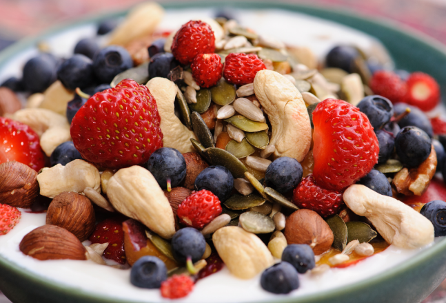 Frugtsalat med ndder og vaniljesukker