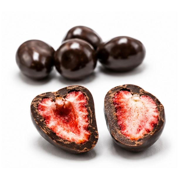 Fryset�rrede jordb�r i m�rk chokolade 