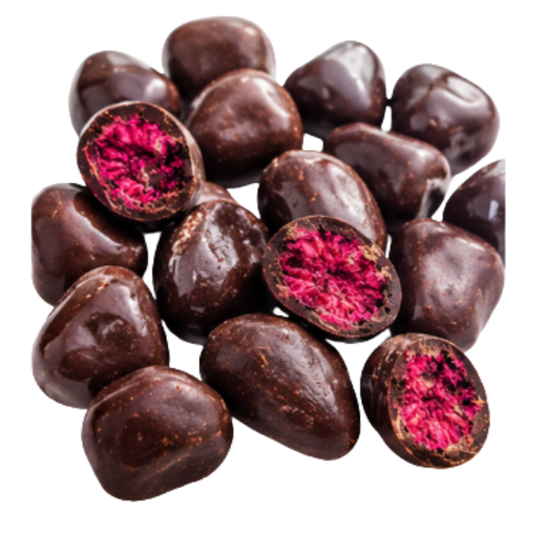 Fryset�rrede hindb�r i m�rk chokolade